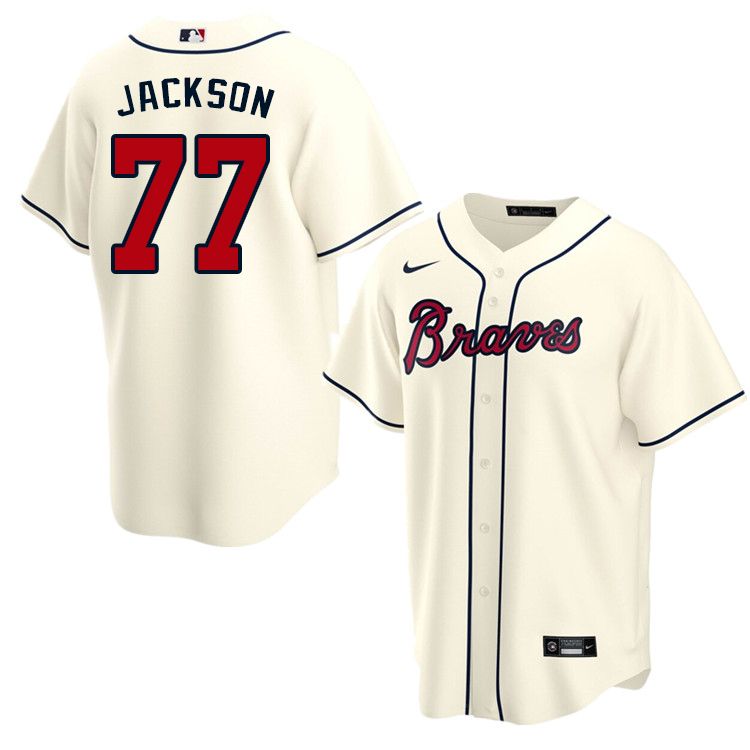 Nike Men #77 Luke Jackson Atlanta Braves Baseball Jerseys Sale-Cream